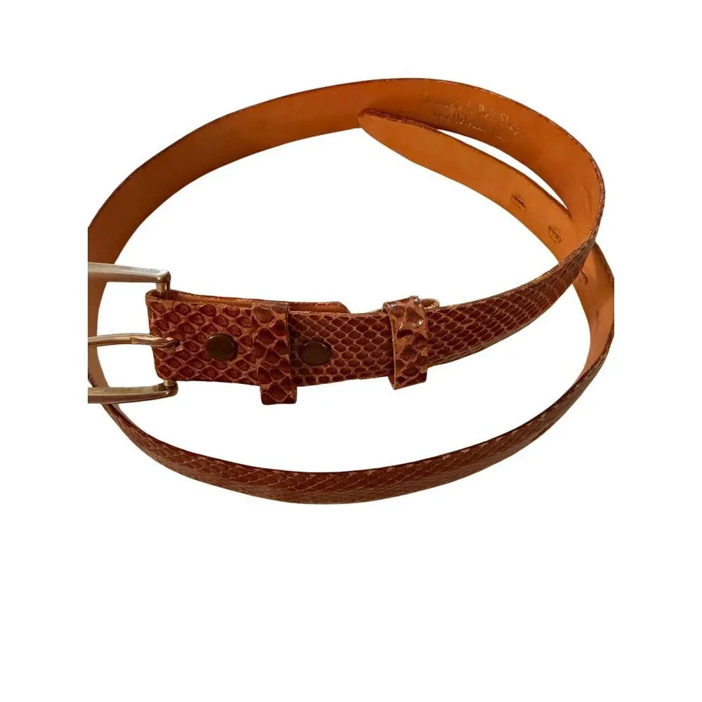 Vintage Unisex Size 30 Brown Genuine Anaconda Rawhide Lined Snake Belt